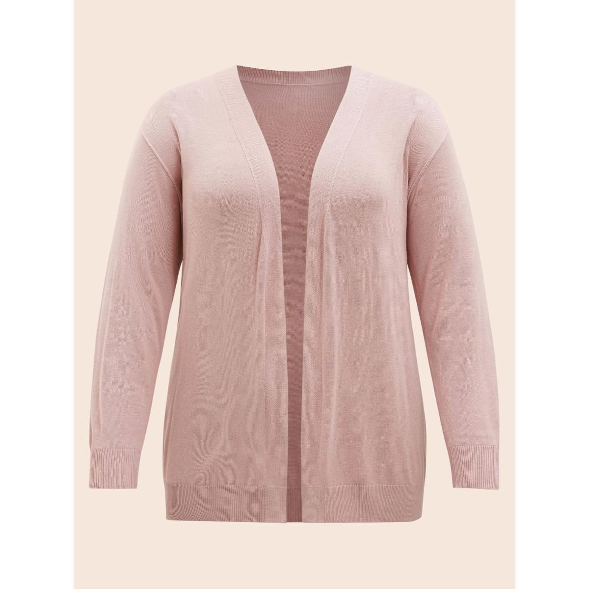 Plus Size Supersoft Essentials Solid Open Front Loose Cardigan DustyPink Women Casual Loose Long Sleeve Everyday Cardigans BloomChic 26/4X Product Image
