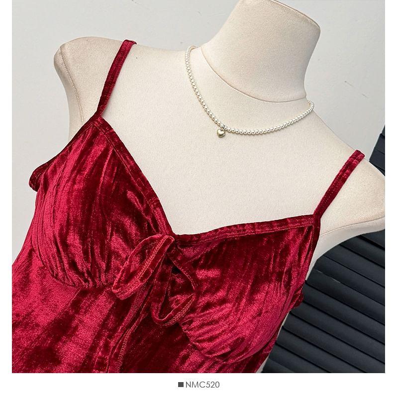 Velvet V-Neck Camisole Top Product Image