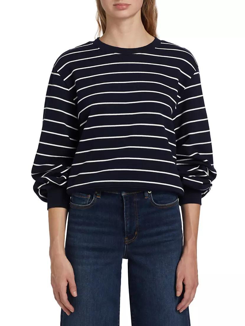 Stripe Blouson-Sleeve Sweater Product Image