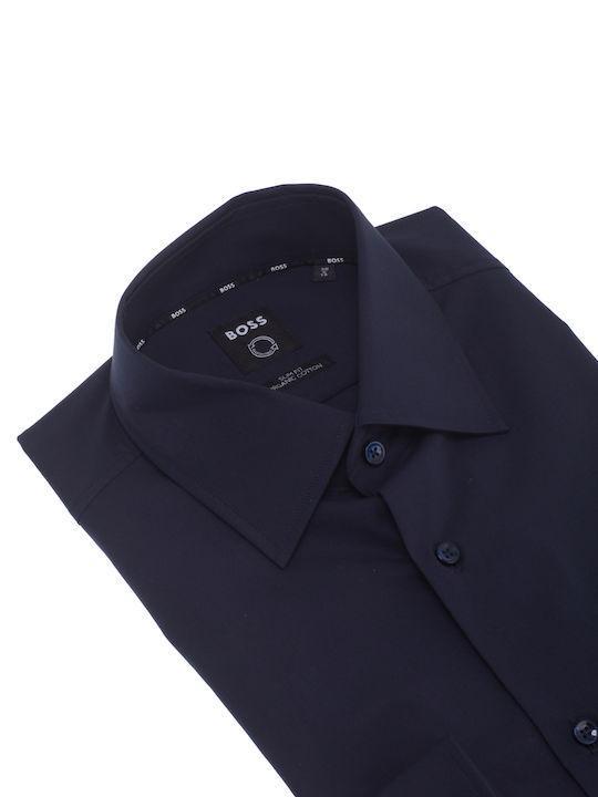 HUGO BOSS Tailored Stretch-cotton Shirt In Black Product Image