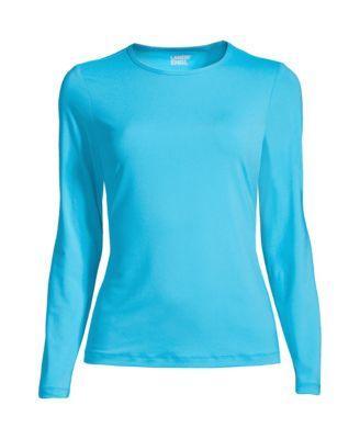 Plus Size Lands' End UPF 50 Long Sleeve Rash Guard, Women's, Size: 2XL, Blue Mini Stripe Product Image