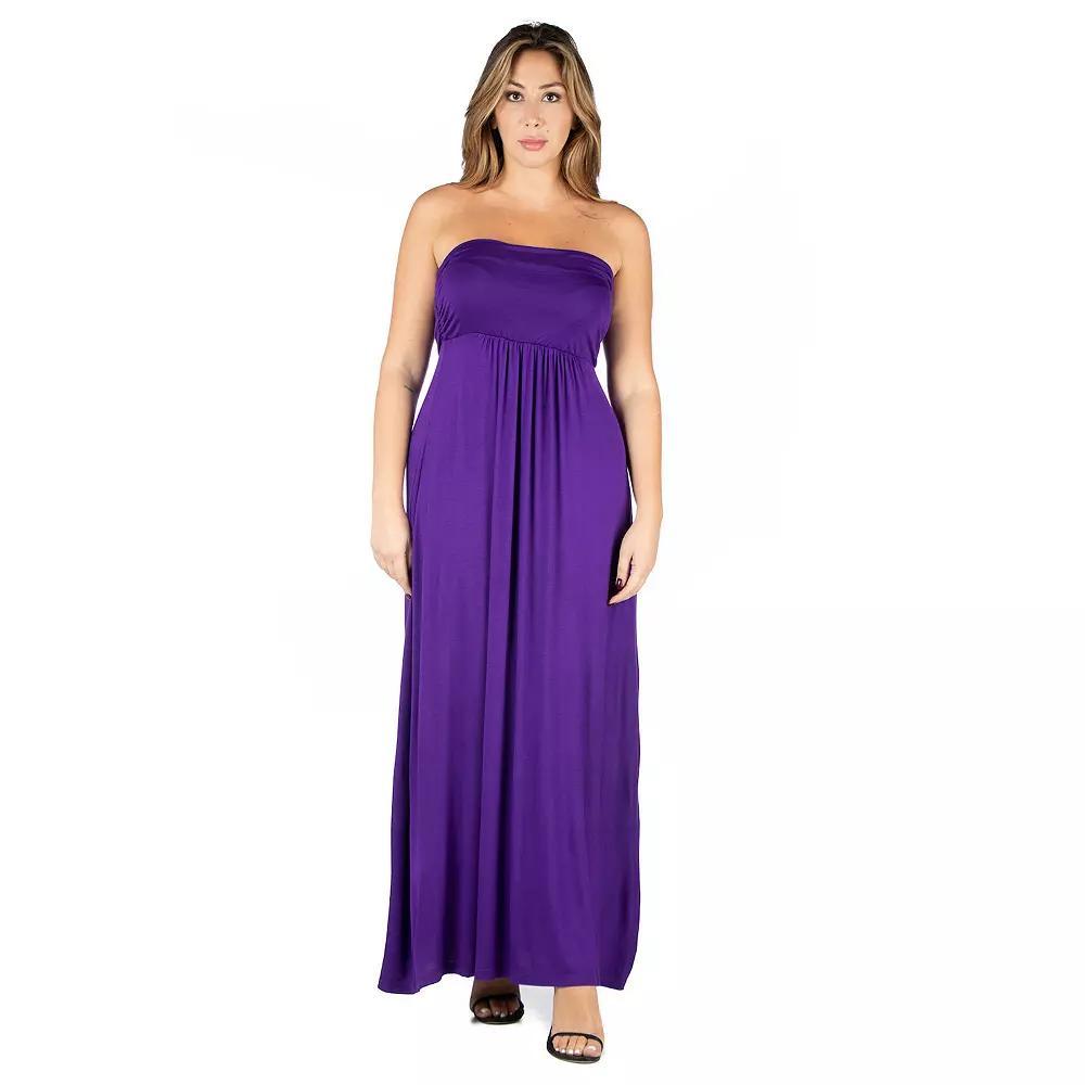 Plus Size 24seven Comfort Apparel Strapless Maxi Dress, Women's, Size: 3XL, Black Product Image