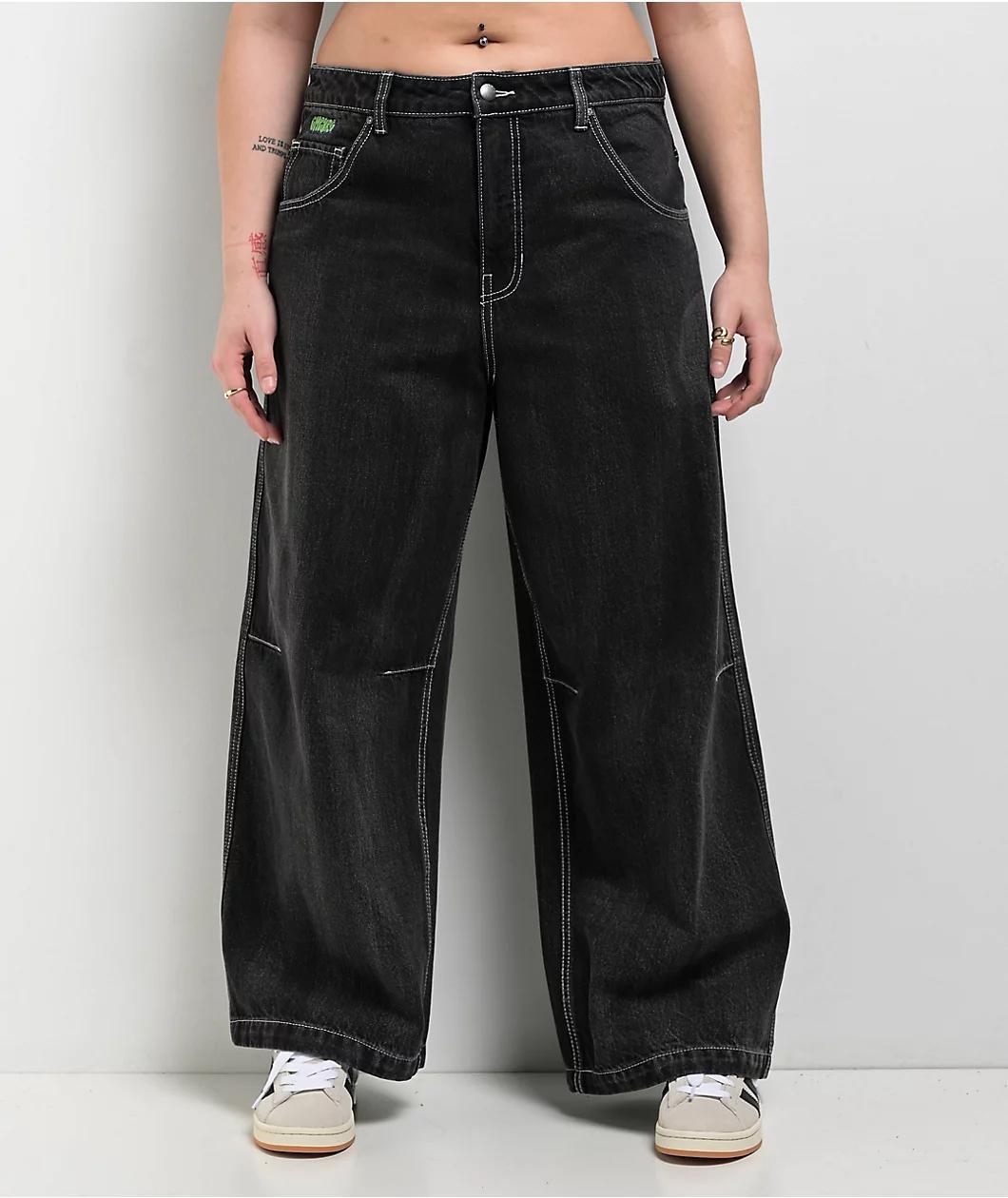 Empyre Marble Extent Wide Leg Black Denim Jeans Product Image