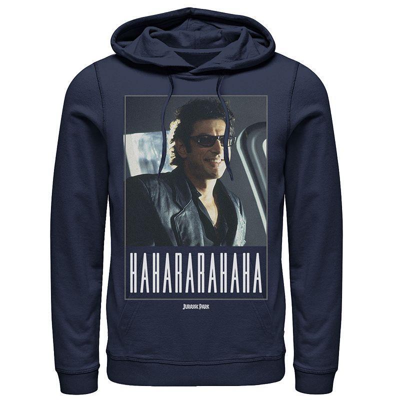 Men's Jurassic Park Ian Malcolm Hahararahaha Hoodie, Size: XXL, Blue Product Image