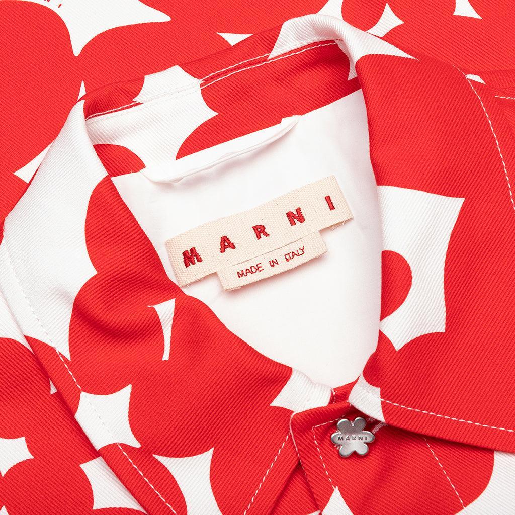 Red and White Dillies Print Jacket - Crimson Male Product Image