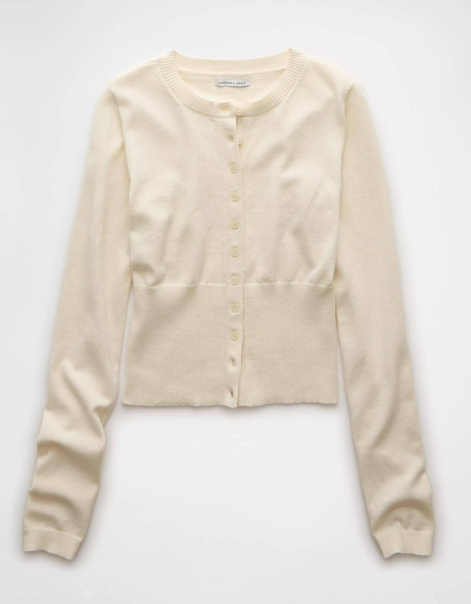 AE Fitted Crew Neck Cardigan Product Image