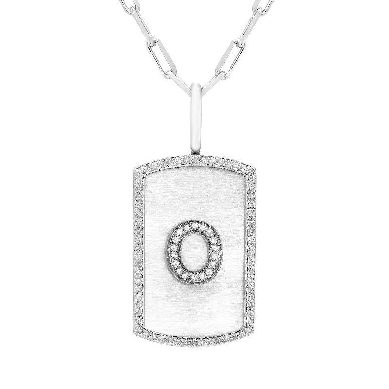 It's Personal Initial Sterling Silver & 1/4 Carat T.W. Diamond Dog Tag Necklace, Women's, Size: 20", Sterling Z Product Image
