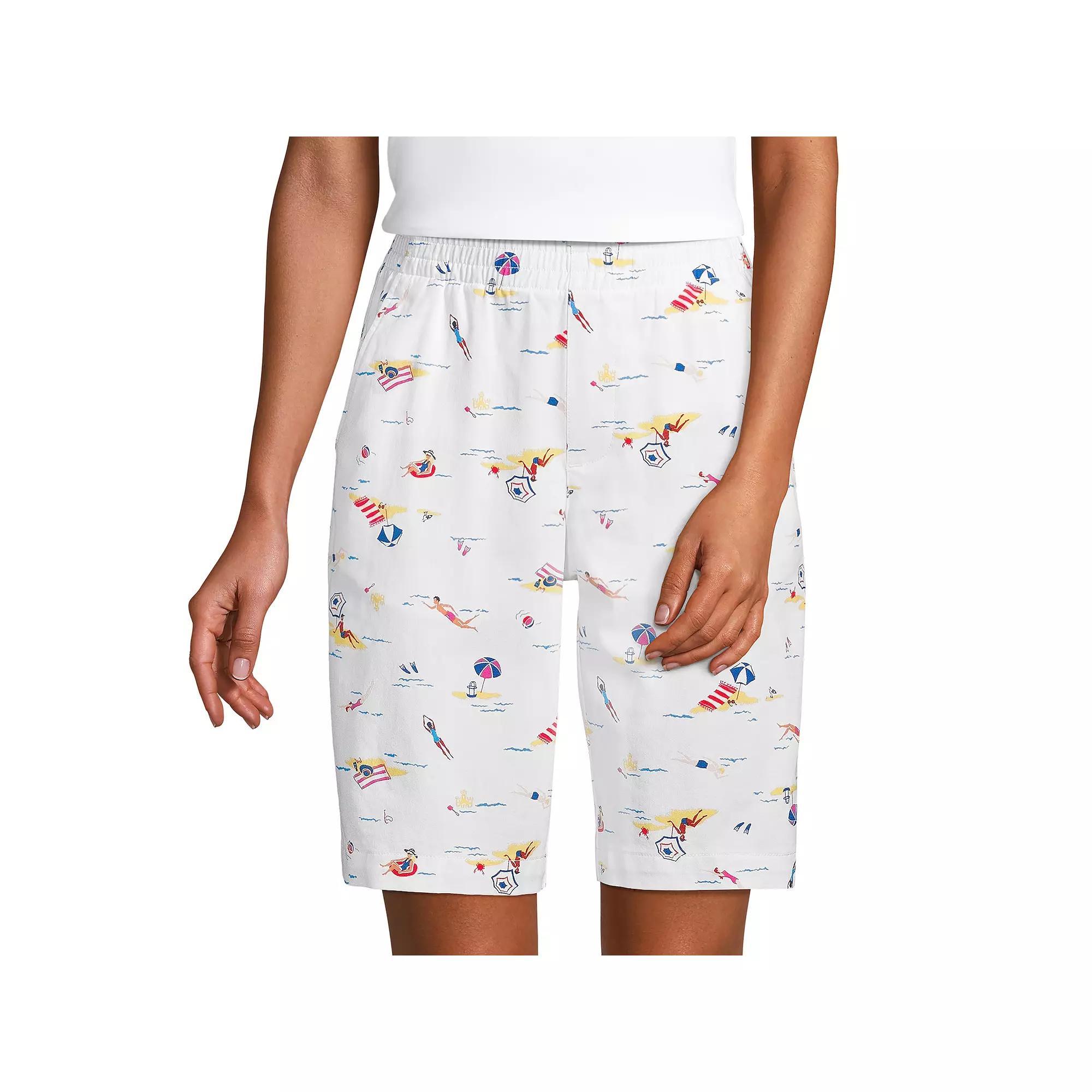 Women's Lands' End Pull-On Chino Bermuda Shorts, Size: 8, White Beach Scenic Product Image