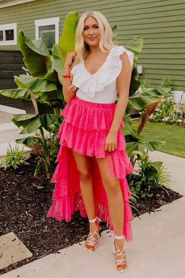 Ideally Yours Tulle High-Low Skirt In Pink Product Image