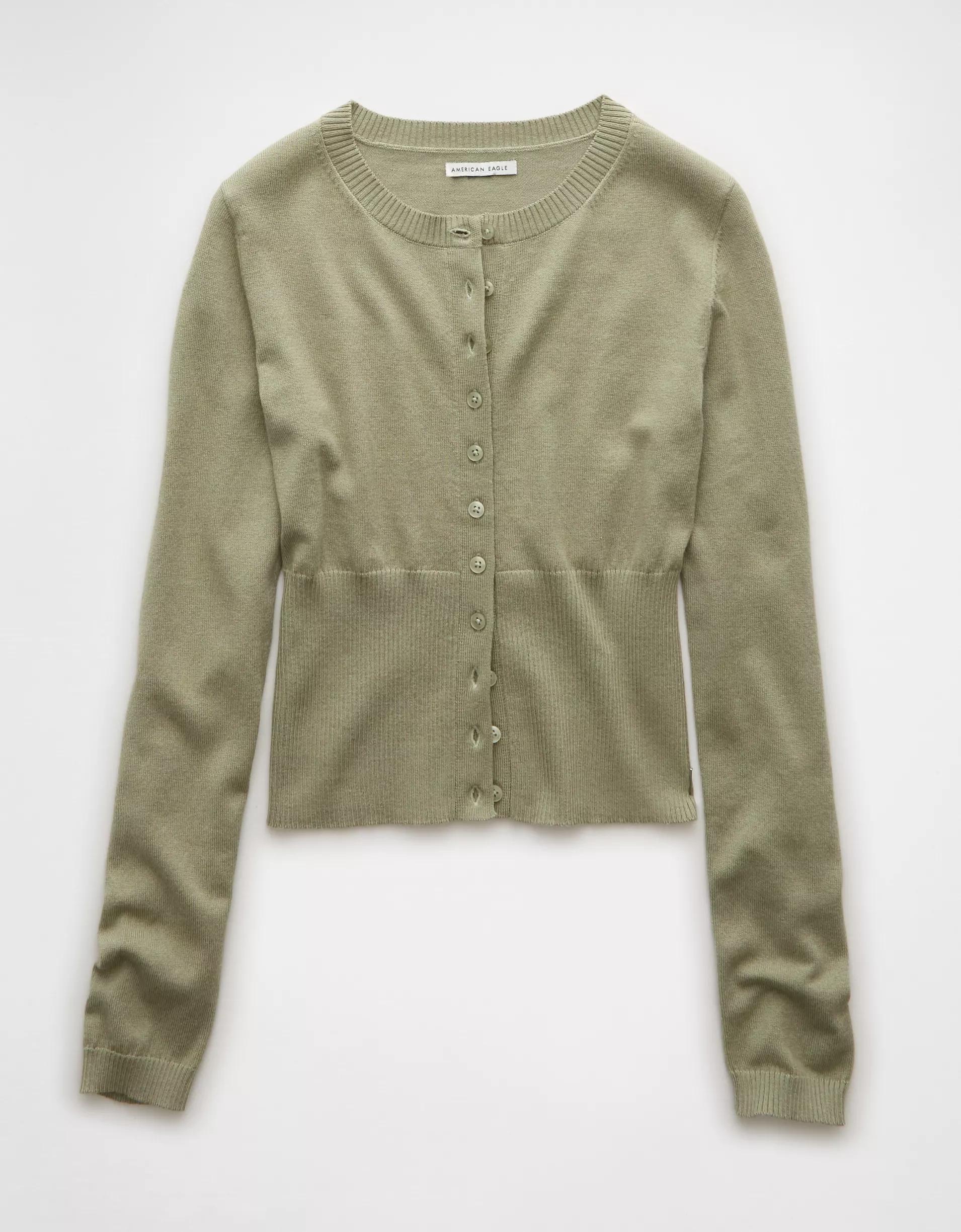 AE Fitted Crew Neck Cardigan Product Image