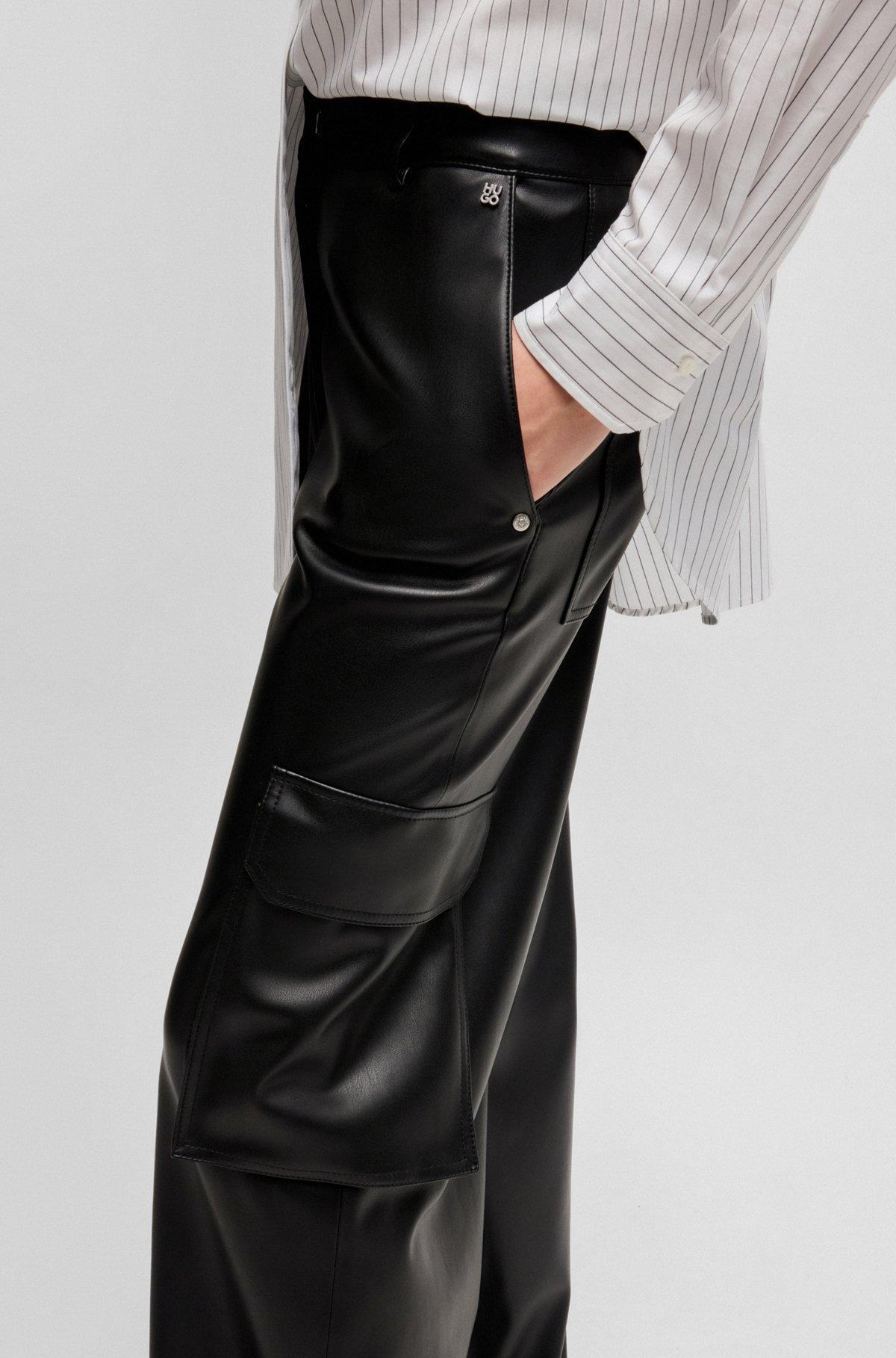 Loose-fit cargo trousers in faux leather Product Image