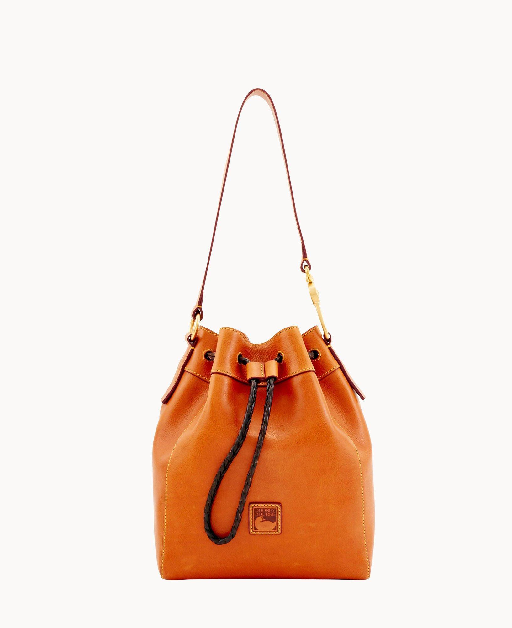 Dooney & Bourke Womens Florentine Hattie Drawstring Leather Shoulder Bag in Natural Product Image