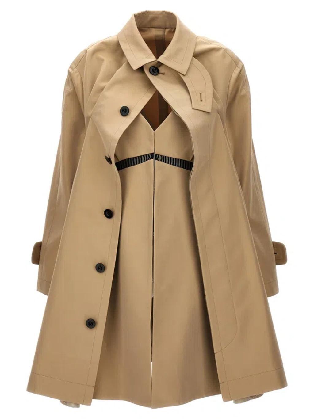 SACAI Dress Insert Trench Coat In Cream Product Image