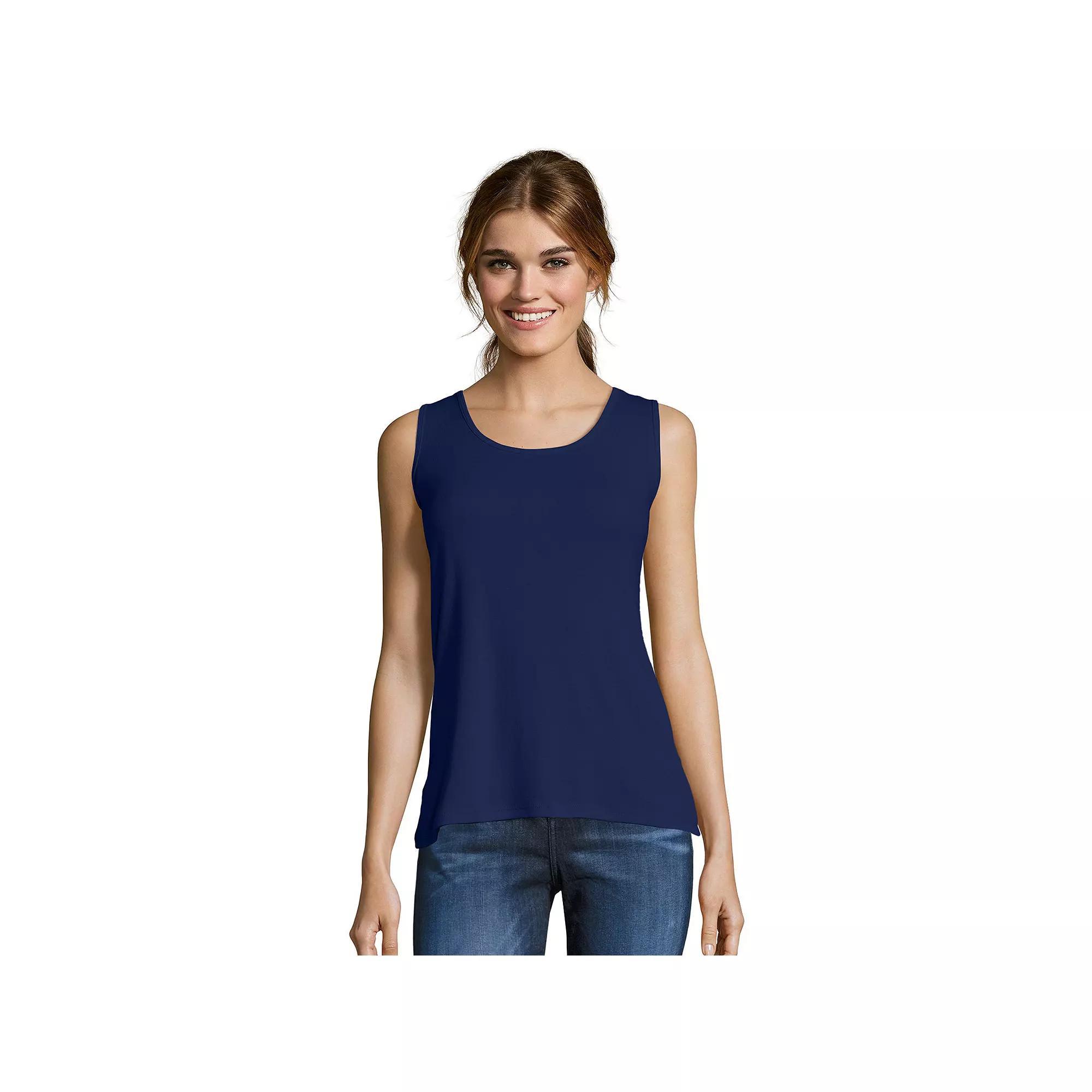 Women's Hanes® Mini-Ribbed Tank Top, Size: Small, Blue Product Image