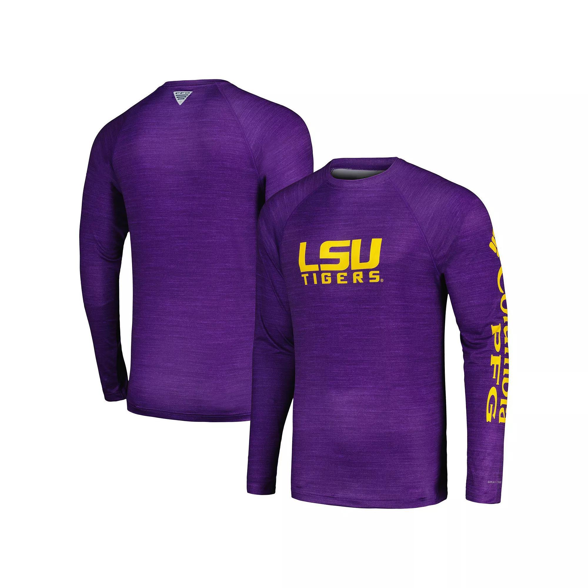 Columbia Men's Collegiate PFG Terminal Tackle Heather Long Sleeve Shirt - LSU- Product Image