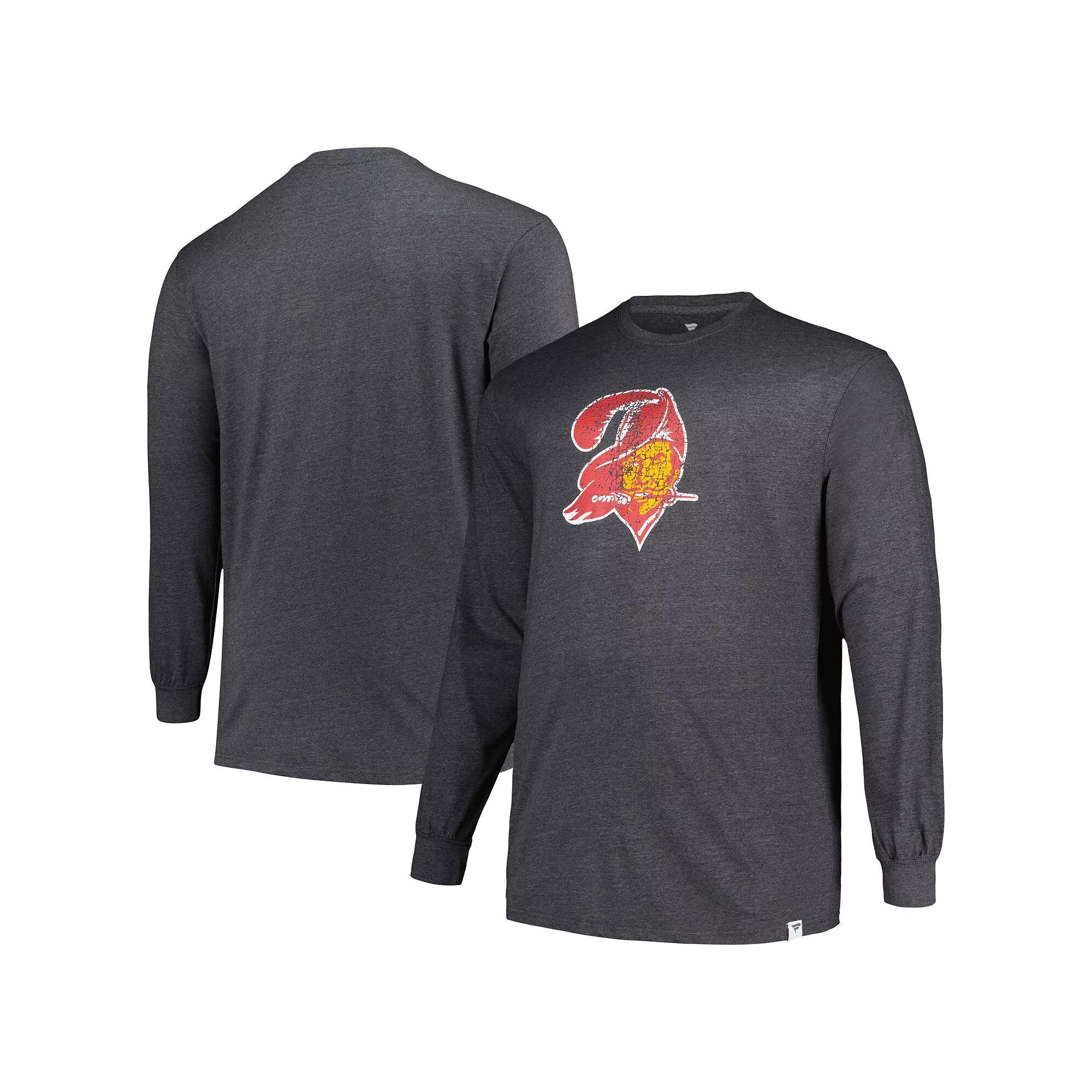 Men's  Heather Charcoal Tampa Bay Buccaneers Big & Tall Throwback Long Sleeve T-Shirt, Size: 4XLT Product Image