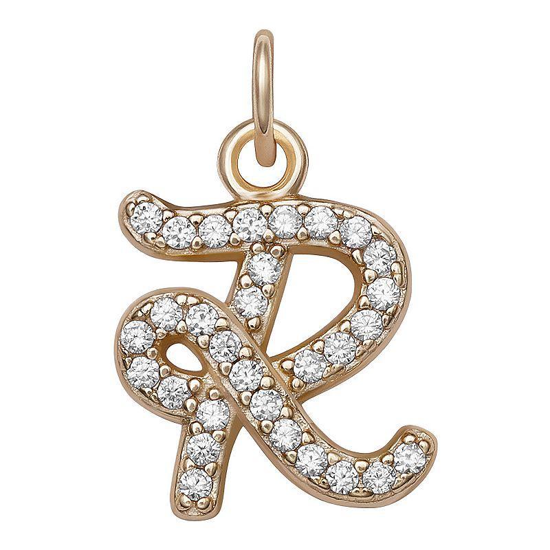 LC Lauren Conrad Sterling Silver Cubic Zirconia Initial Charm, Womens, Gold Tone O Product Image
