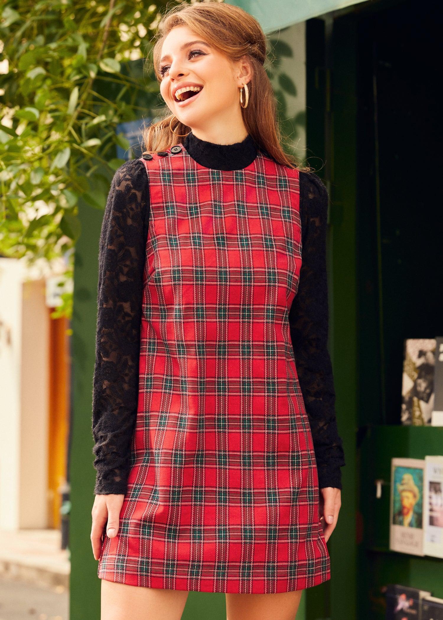 Checkered Charm A-Line Shift Dress Product Image