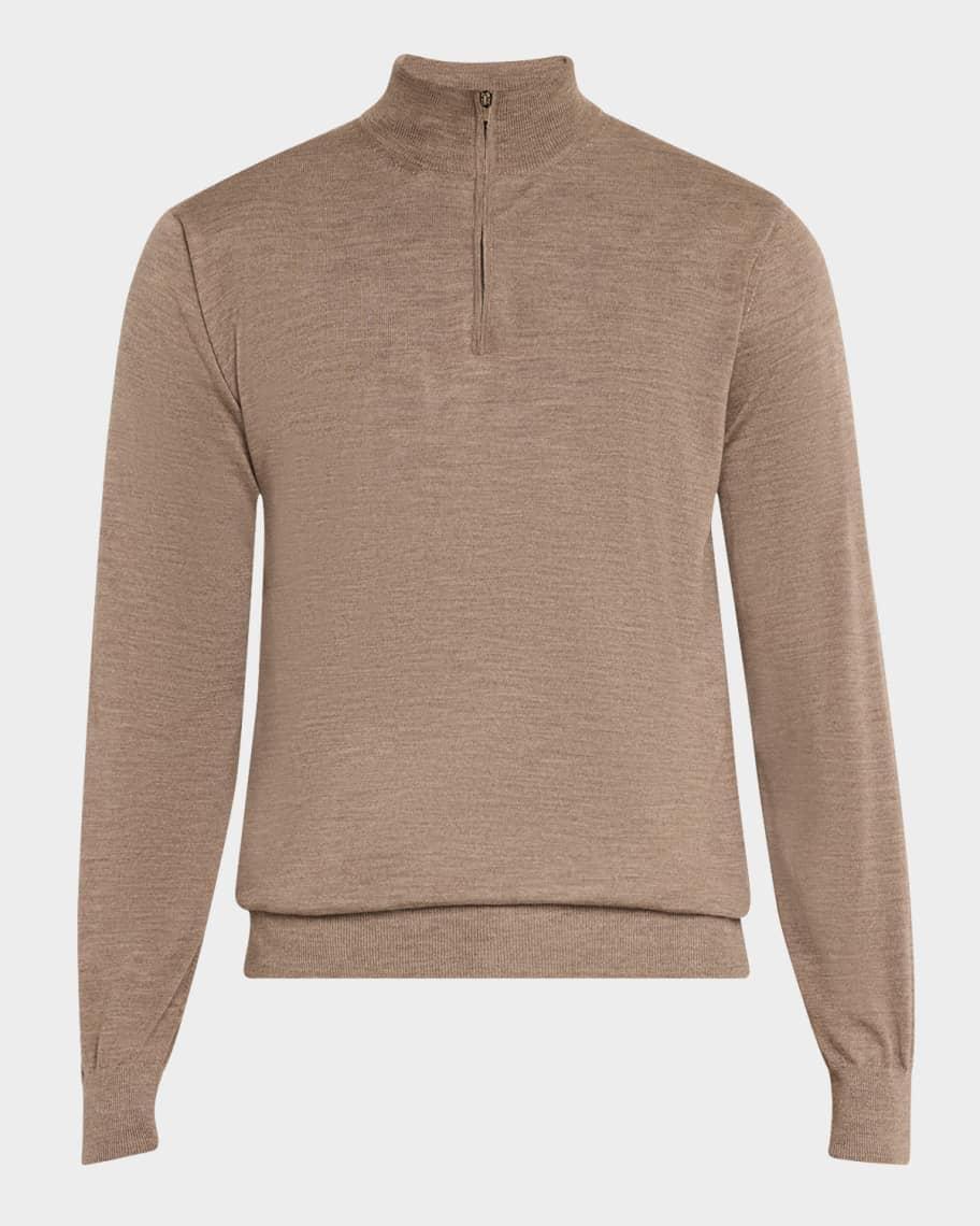 Mens Fine Knit Quarter-Zip Sweater Product Image