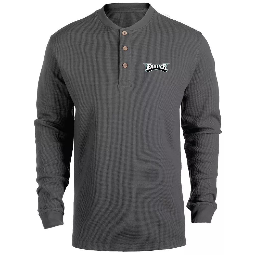 Men's Heathered Gray Philadelphia Eagles Maverick Thermal Henley Long Sleeve T-Shirt, Size: 4XL, Grey Product Image