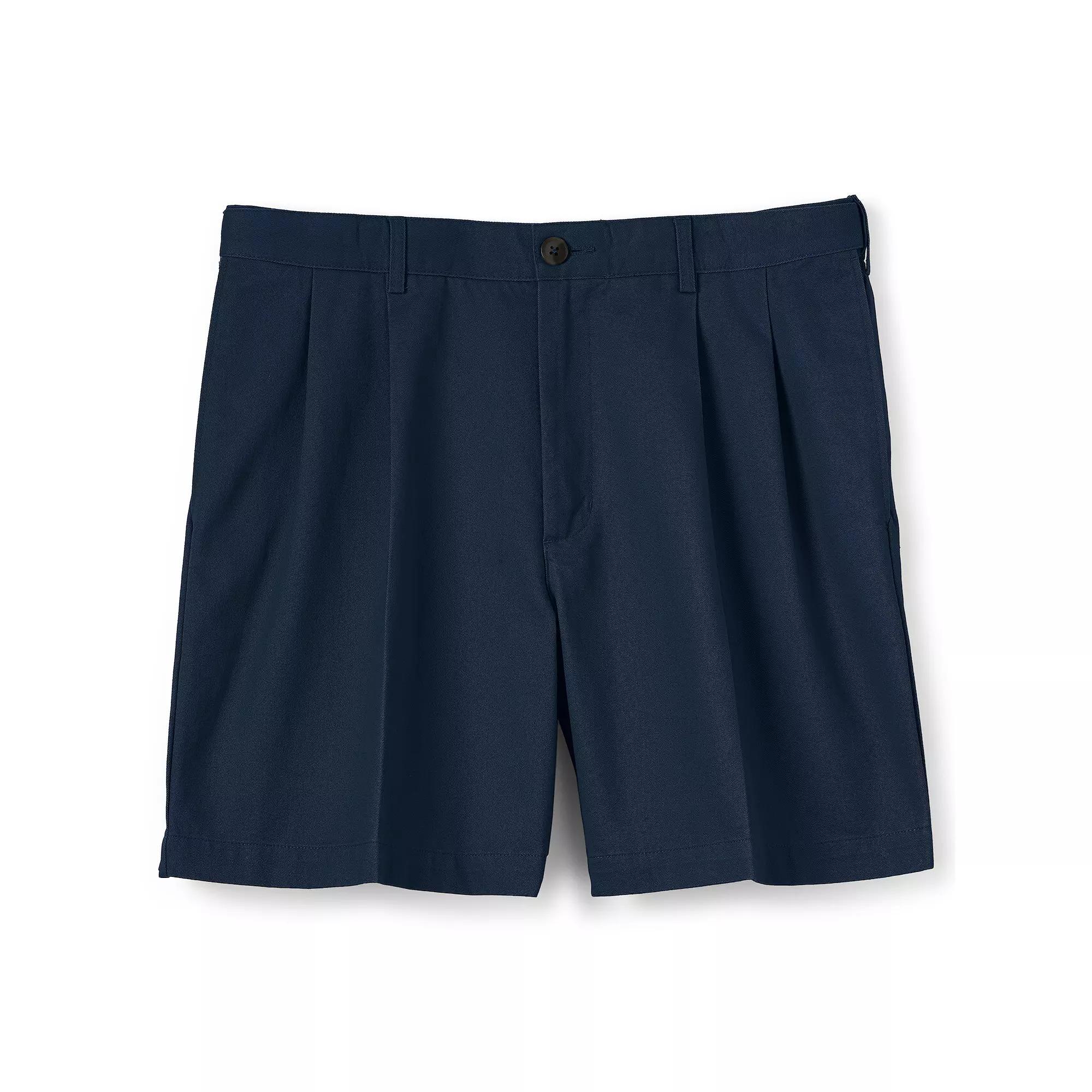 Men's Lands' End Comfort Waist 6-inch No-Iron Pleated Chino Shorts, Size: 37, Green Product Image