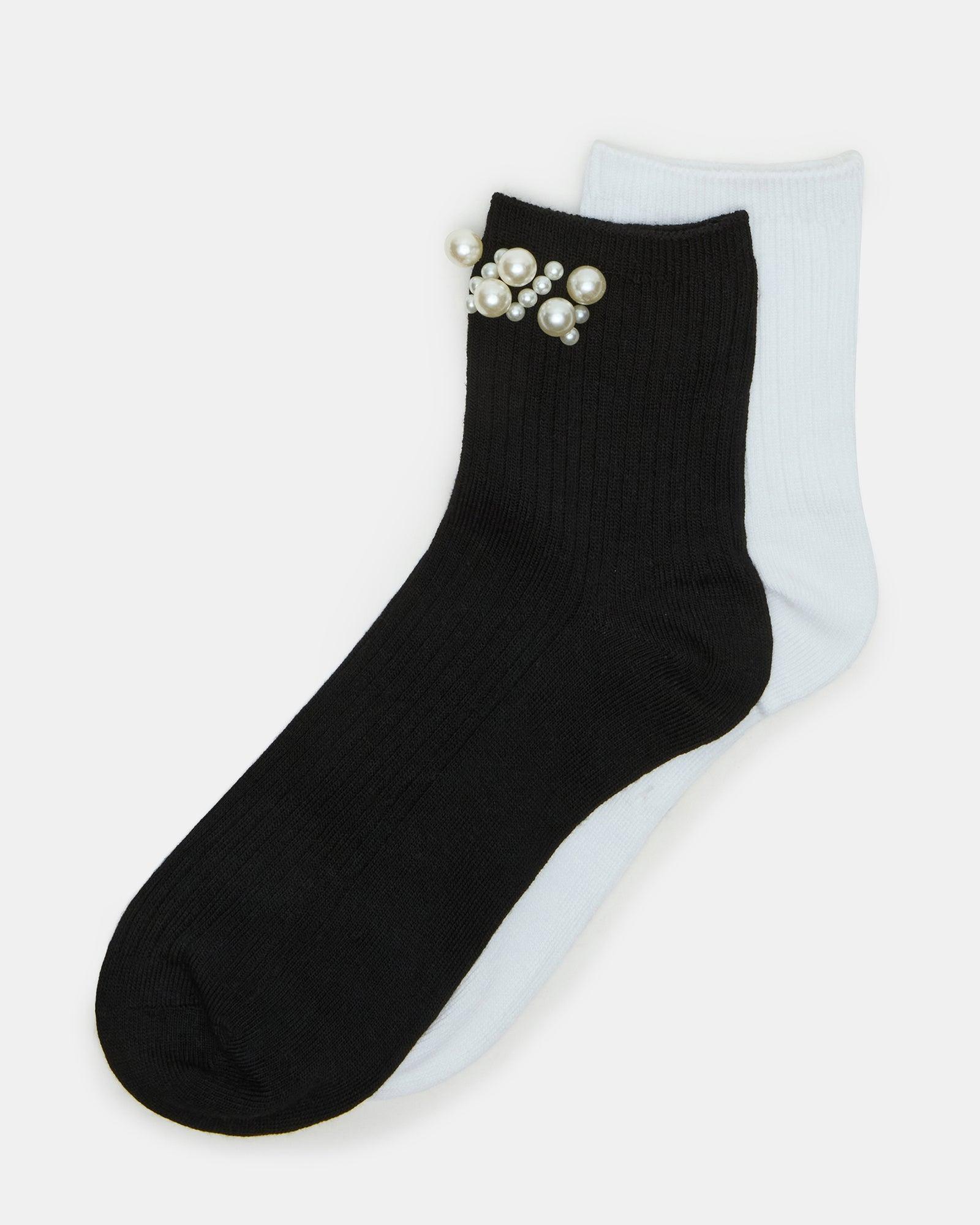 2 PACK PEARL ANKLET SOCKS BLACK MULTI Female Product Image