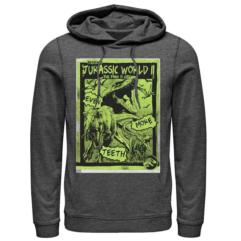 Men's Jurassic World Two T-Rex Neon Green Poster Hoodie, Size: Small, Grey Heather Product Image