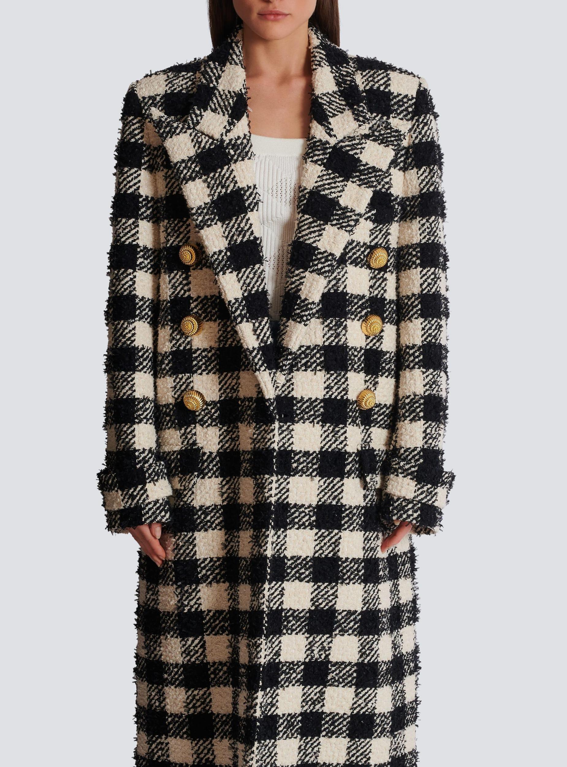 Long 6-button tweed coat Product Image