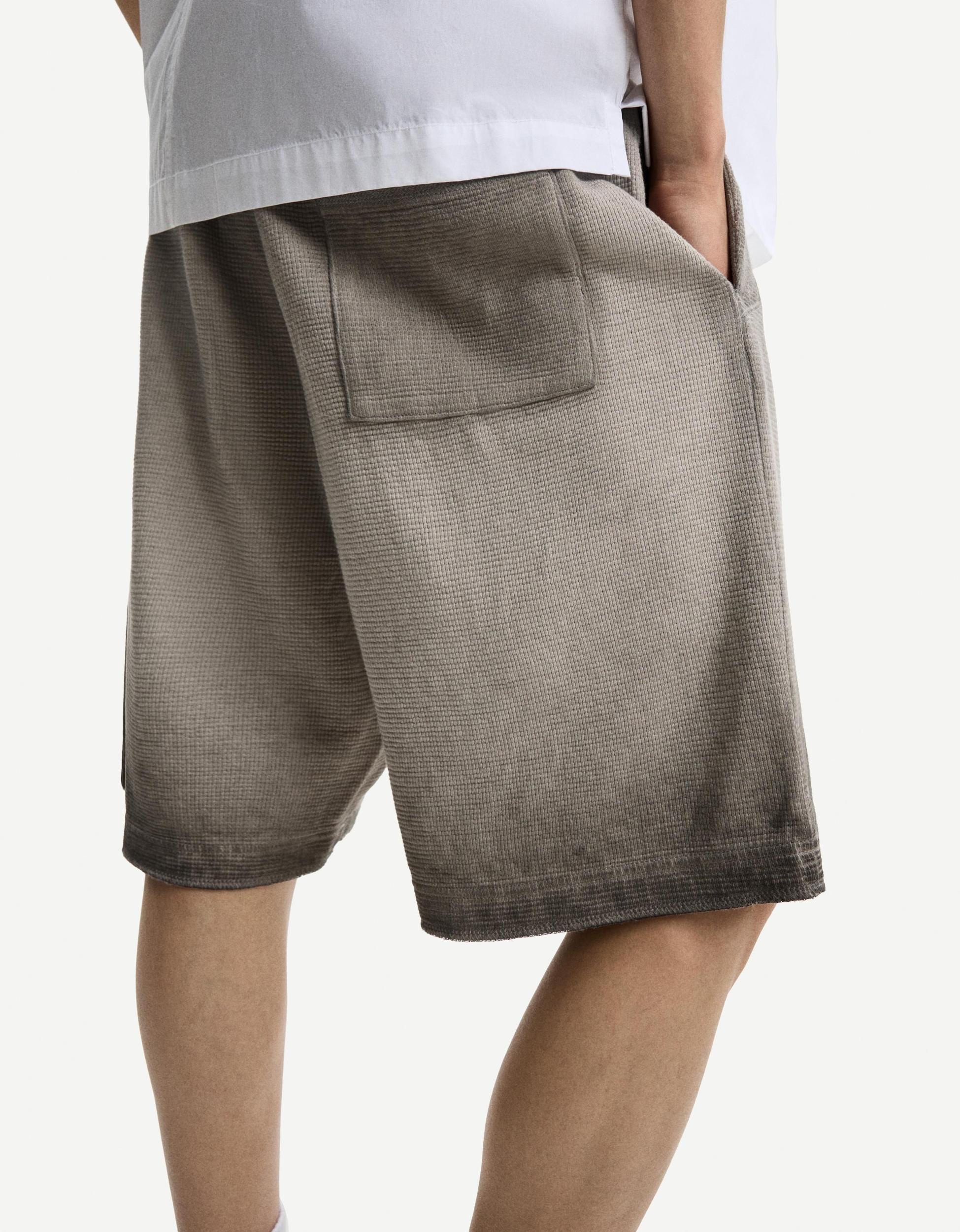 Faded waffle-knit Bermuda shorts Product Image