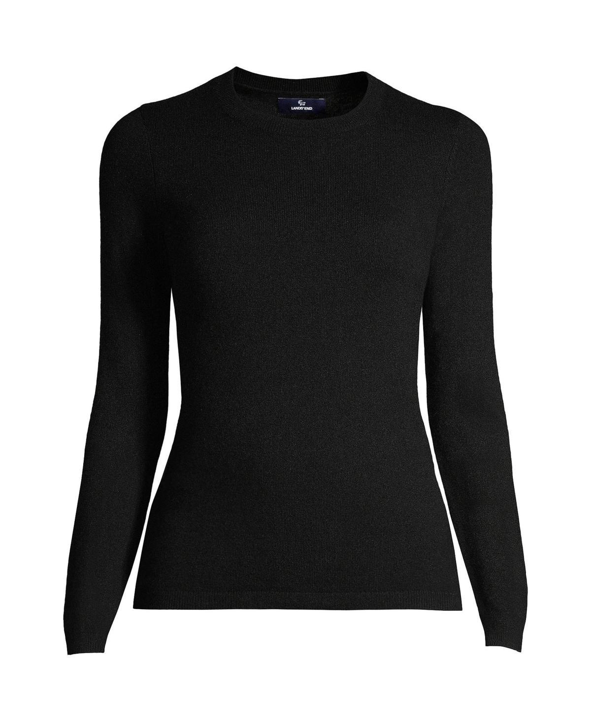Women's Lands' End Crewneck Cashmere Sweater, Size: XL, Green Donegal Product Image