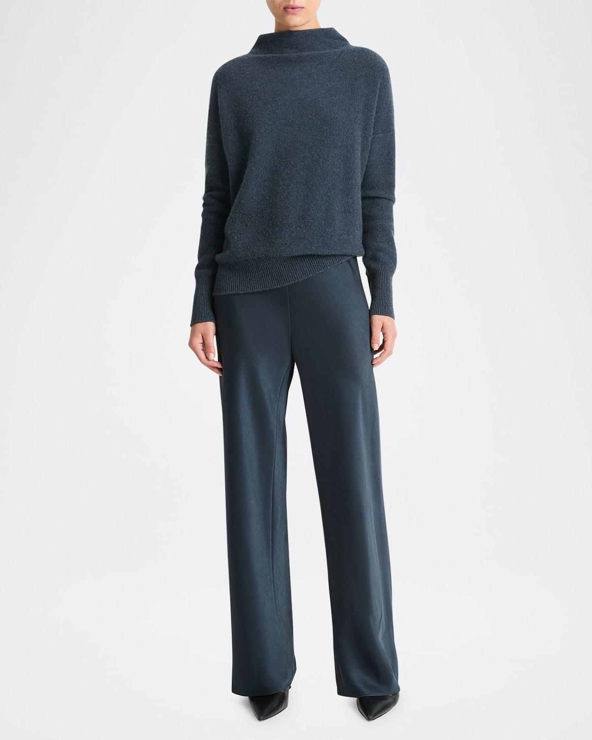 Fluid Bias-Cut Crushed Satin Pants Product Image