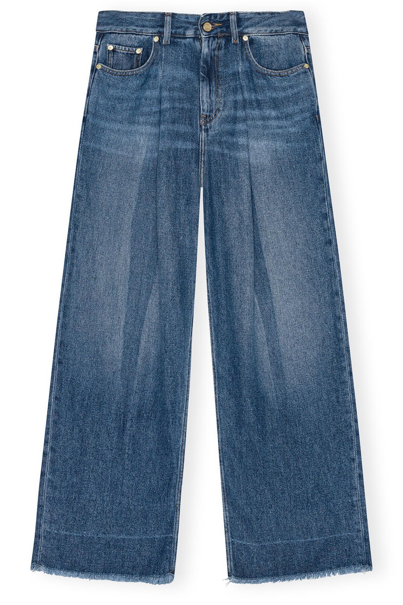 Blue Pleated Jeans Product Image