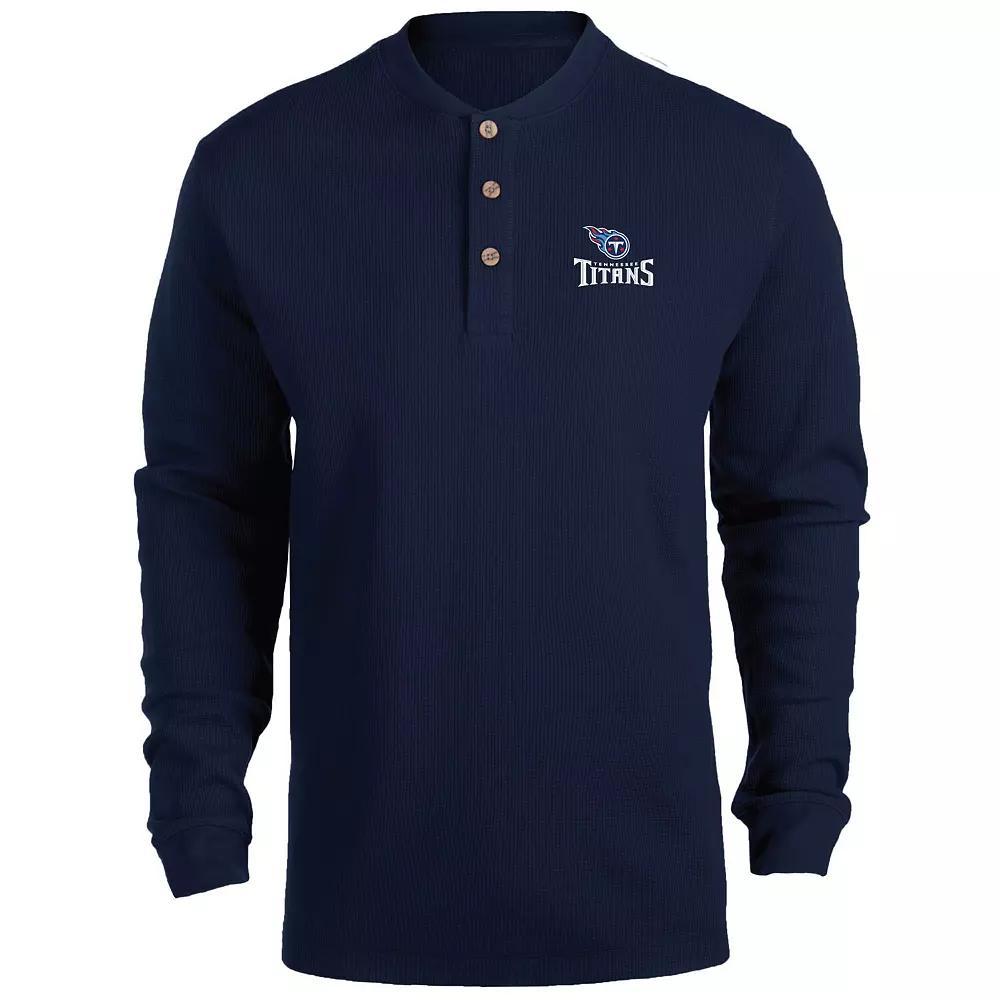 Men's Dunbrooke Navy Tennessee Titans Logo Maverick Thermal Henley Long Sleeve T-Shirt, Size: 2XL, Blue Product Image