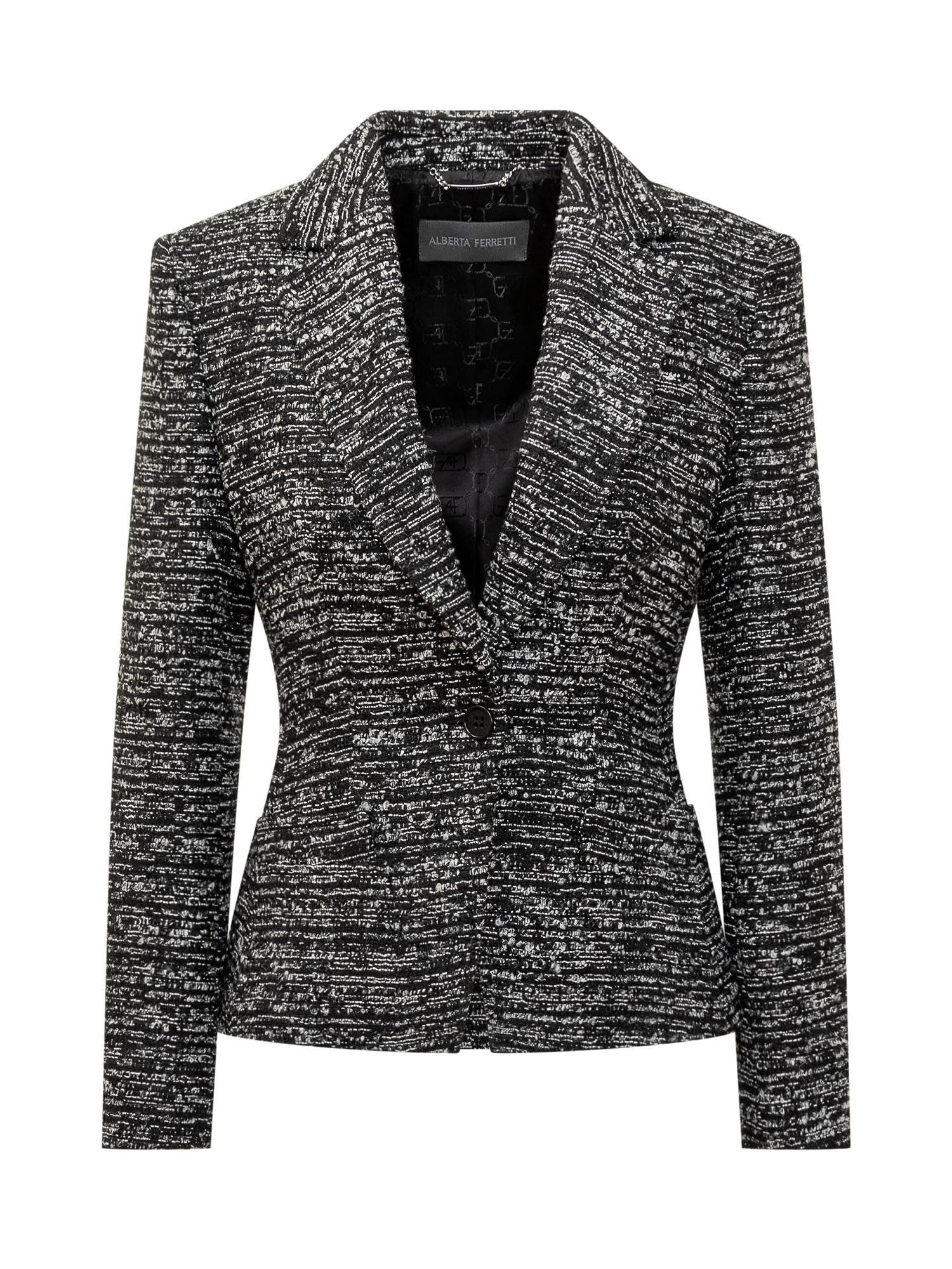 ALBERTA FERRETTI Single Breasted Tweed Jacket In Black Product Image