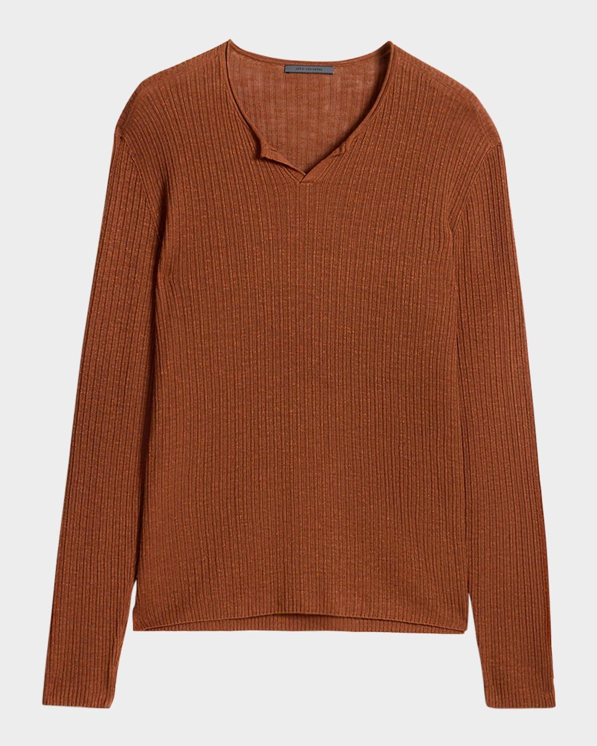 Mens Egor Open-Neck Ribbed Henley Shirt Product Image