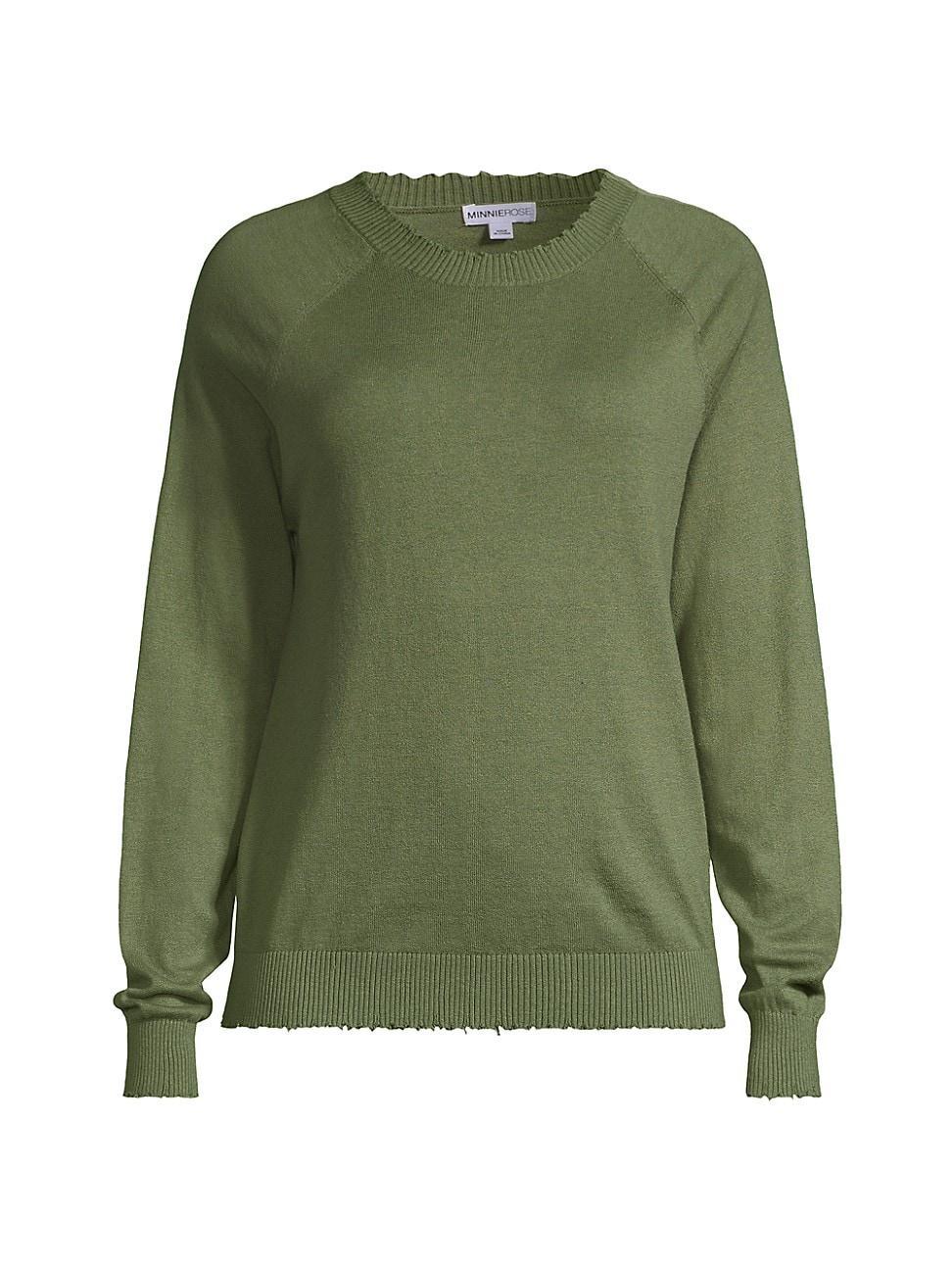 Womens Cotton-Cashmere Frayed Crewneck Top Product Image