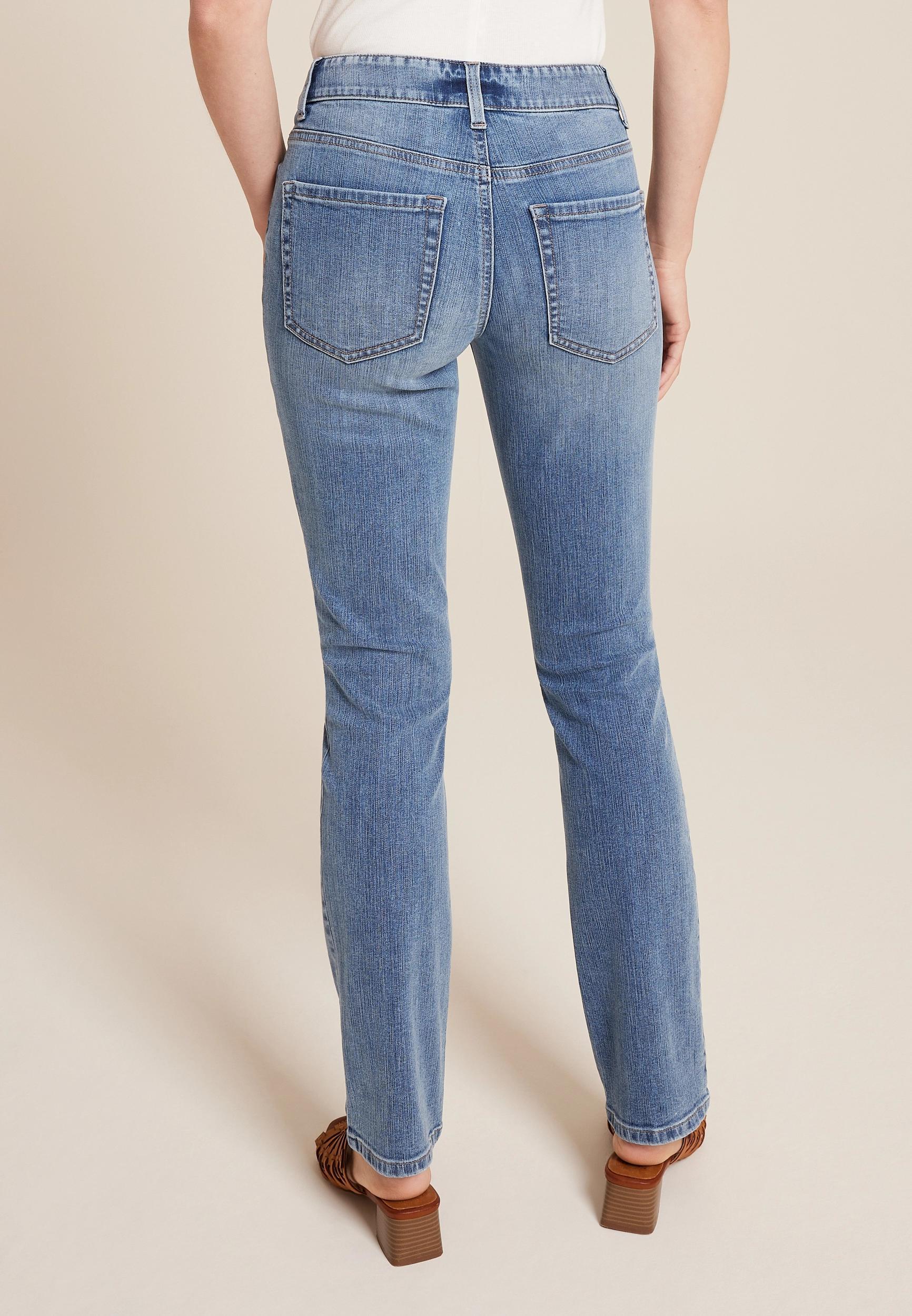 Maurices Womens Jeans Classic Mid Rise Slim Straight Jean Blue Denim Size 0 Product Image