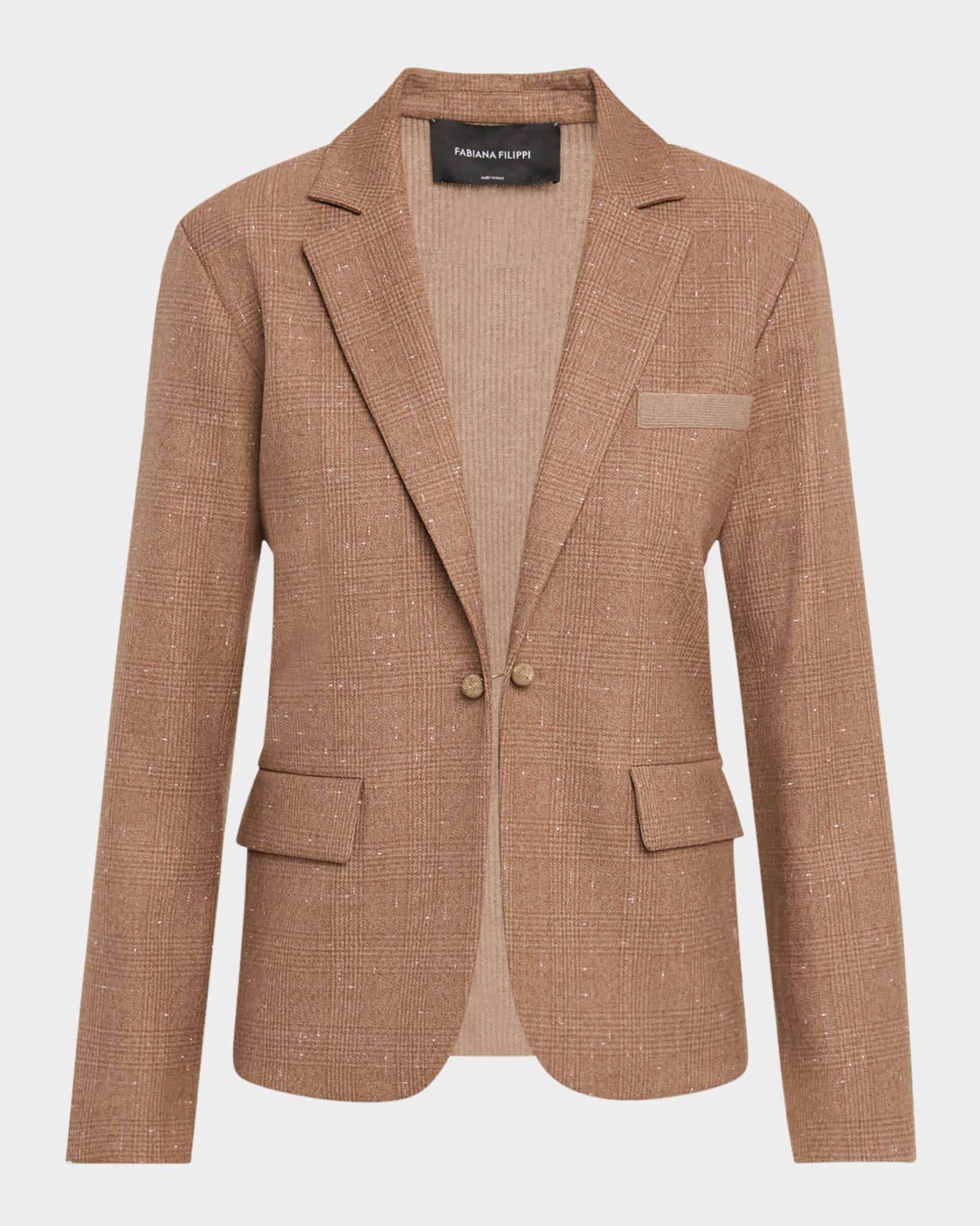 Single-Button Mixed Media Blazer Product Image