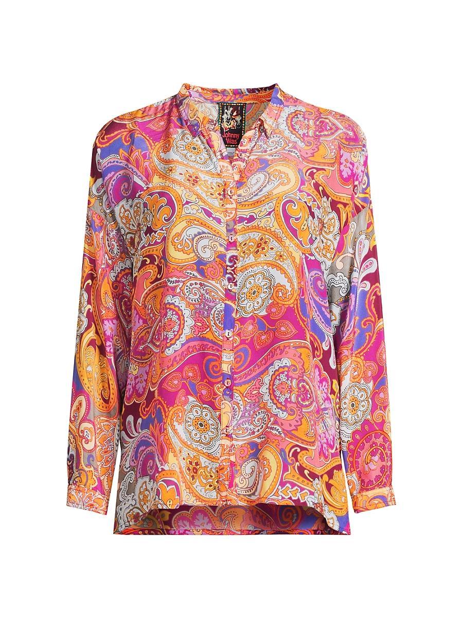 Womens The Audrey Paisley Silk Oversized Blouse Product Image
