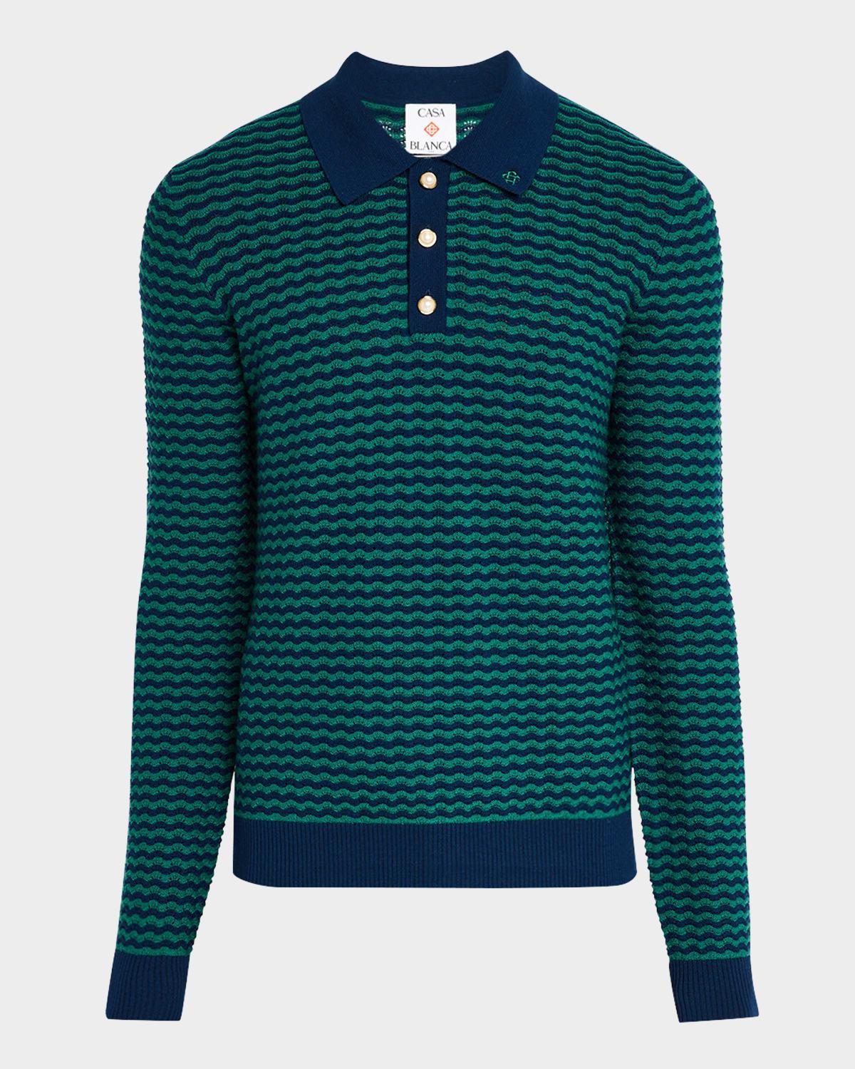 Mens Mini Wave Knit Polo Shirt Product Image