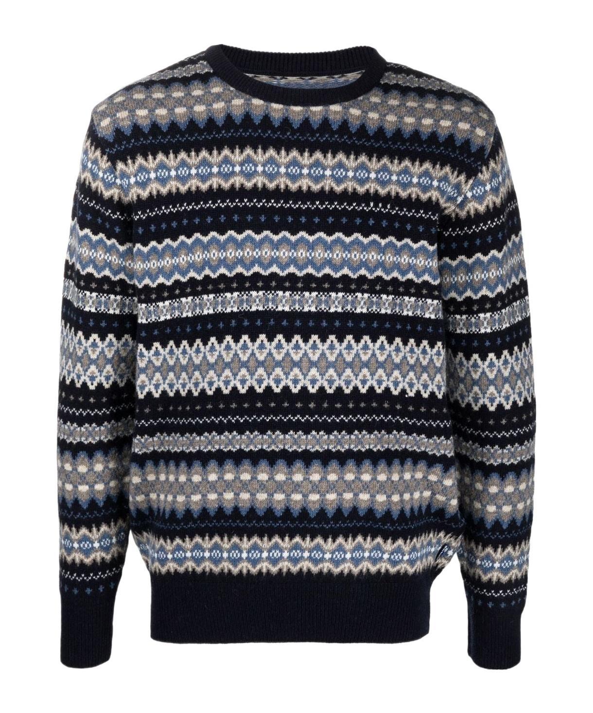 BARBOUR Case Fairisle Blue Grey Crewneck Jumper Product Image