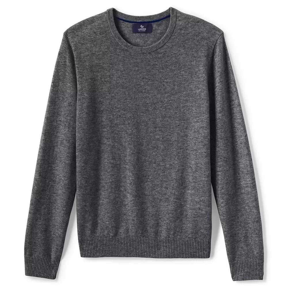Men's Lands' End Fine-Gauge Cashmere Crewneck Sweater, Size: Small, Grey Heather Product Image