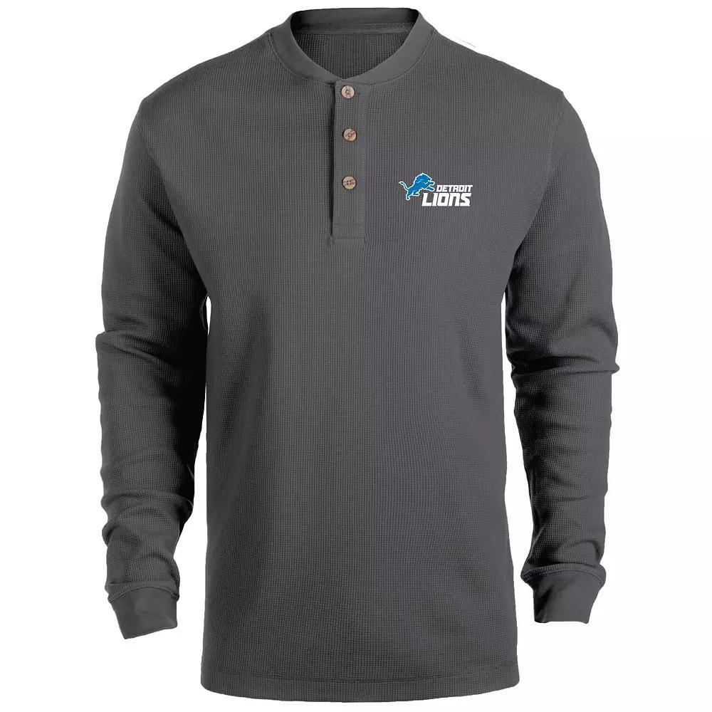 Mens Heathered Gray Detroit Lions Maverick Thermal Henley Long Sleeve T-Shirt Product Image