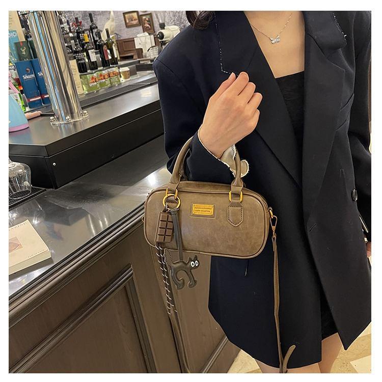 Top Handle Faux Leather Crossbody Bag / Bag Charm / Set Product Image