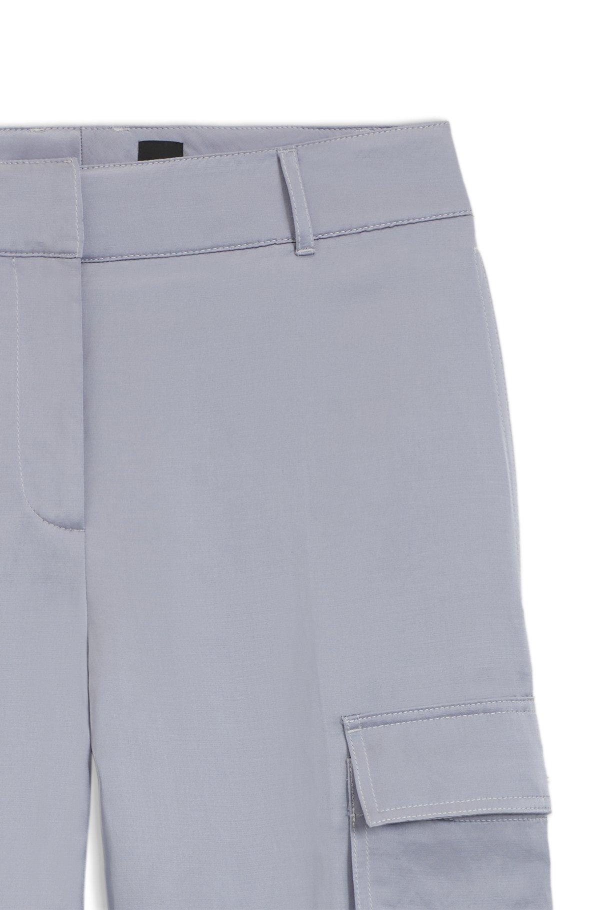 BOSS - Regular-fit trousers in sateen - Light Grey Product Image