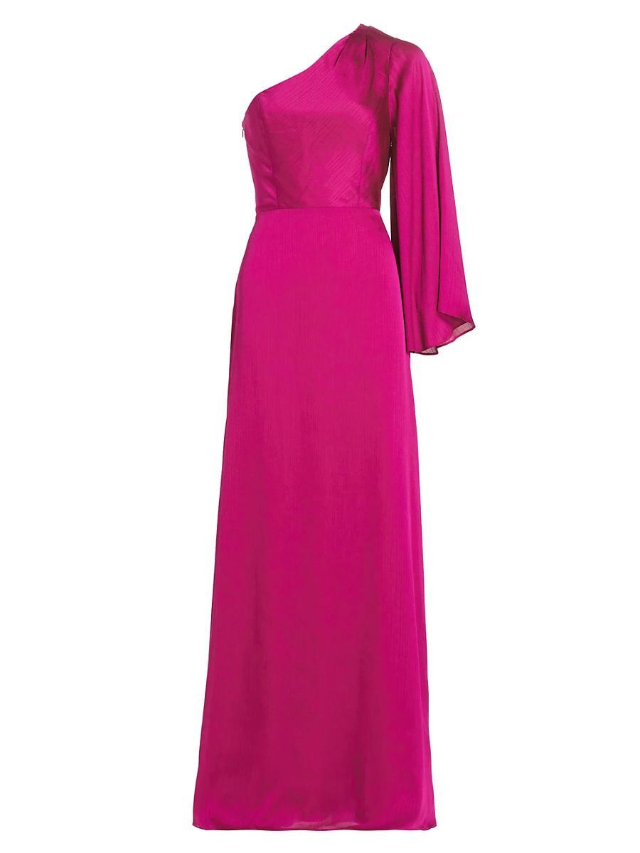 Womens Keely Crinkle Georgette One-Shoulder Gown Product Image