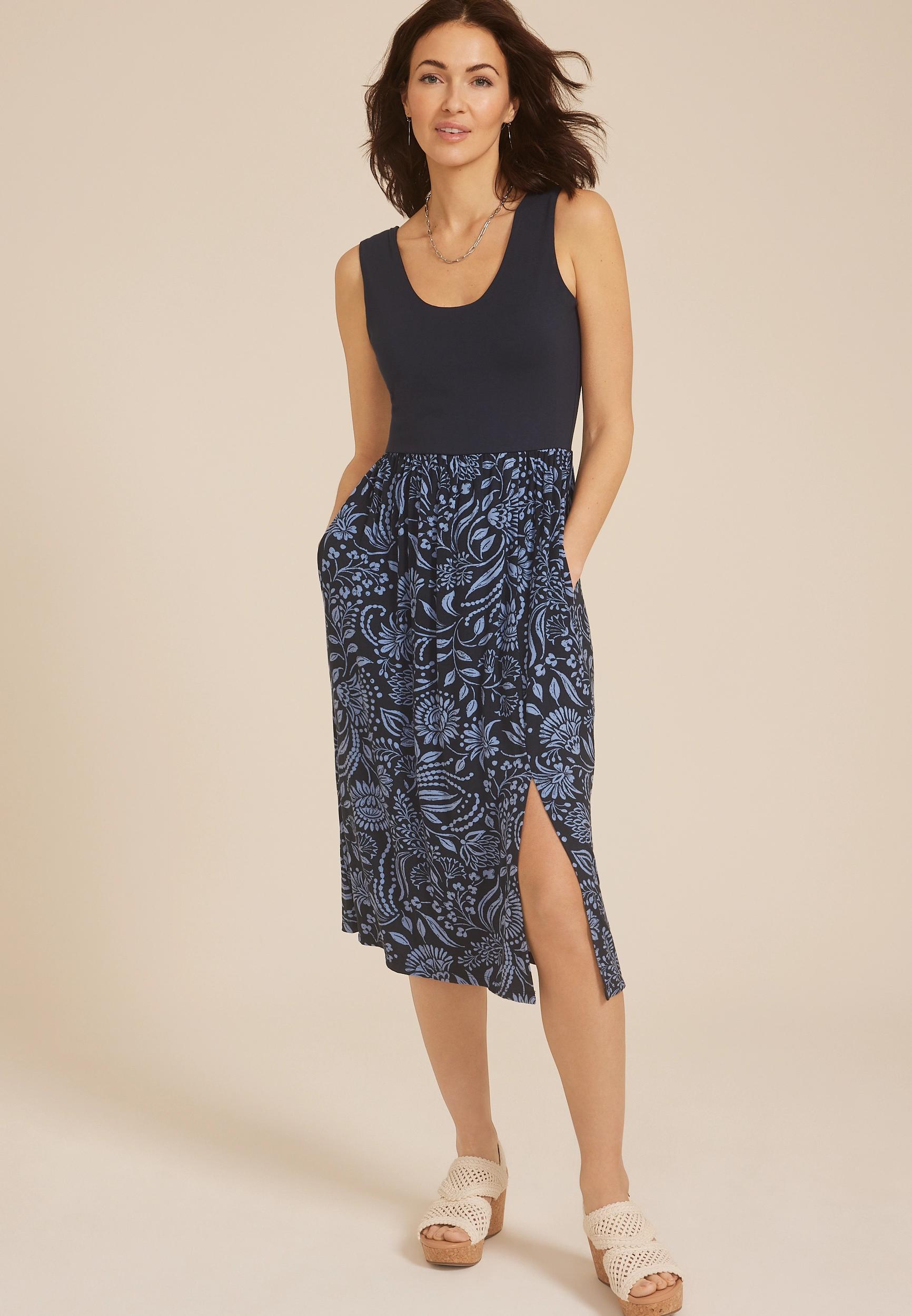 24/7 Bare Front Slit Midi Dress Product Image