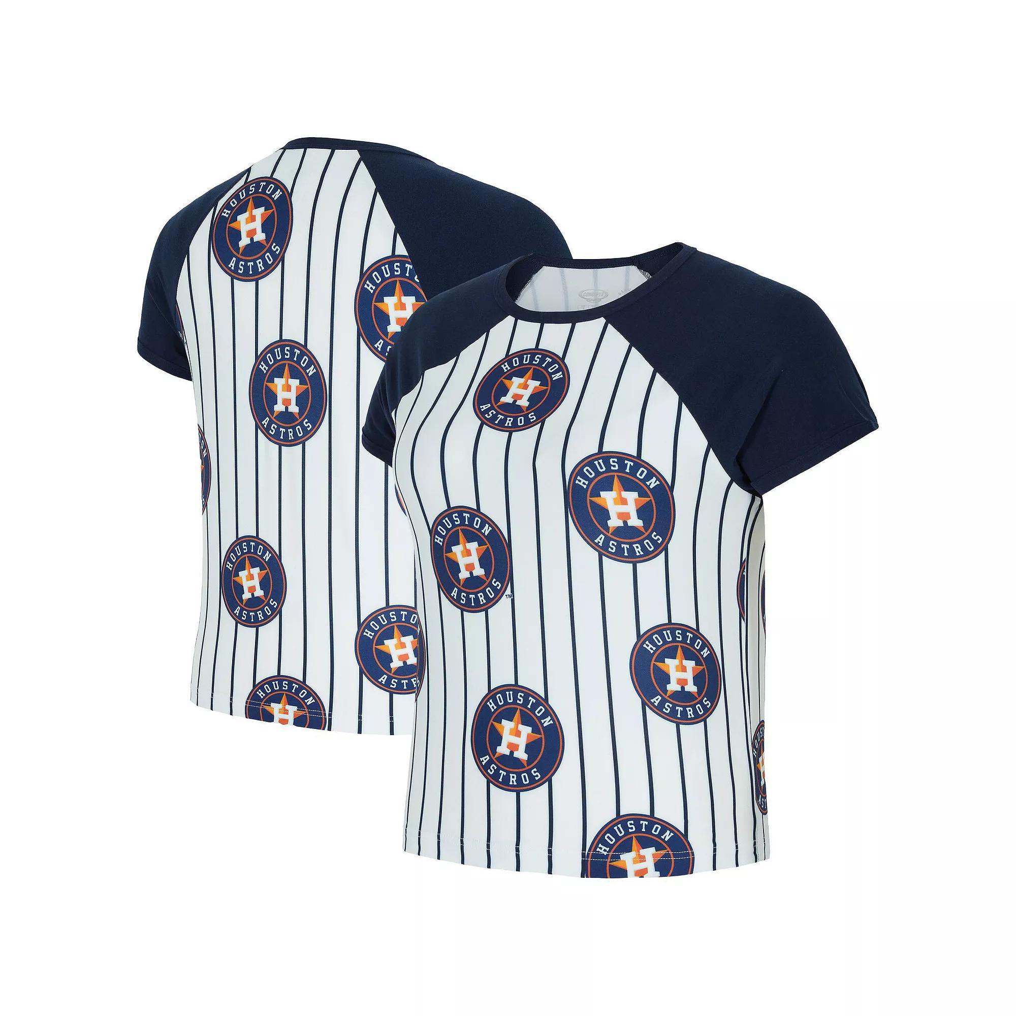 Women's Concepts Sport  White Houston Astros Outbound Pinstripe Raglan T-Shirt, Size: Large Product Image