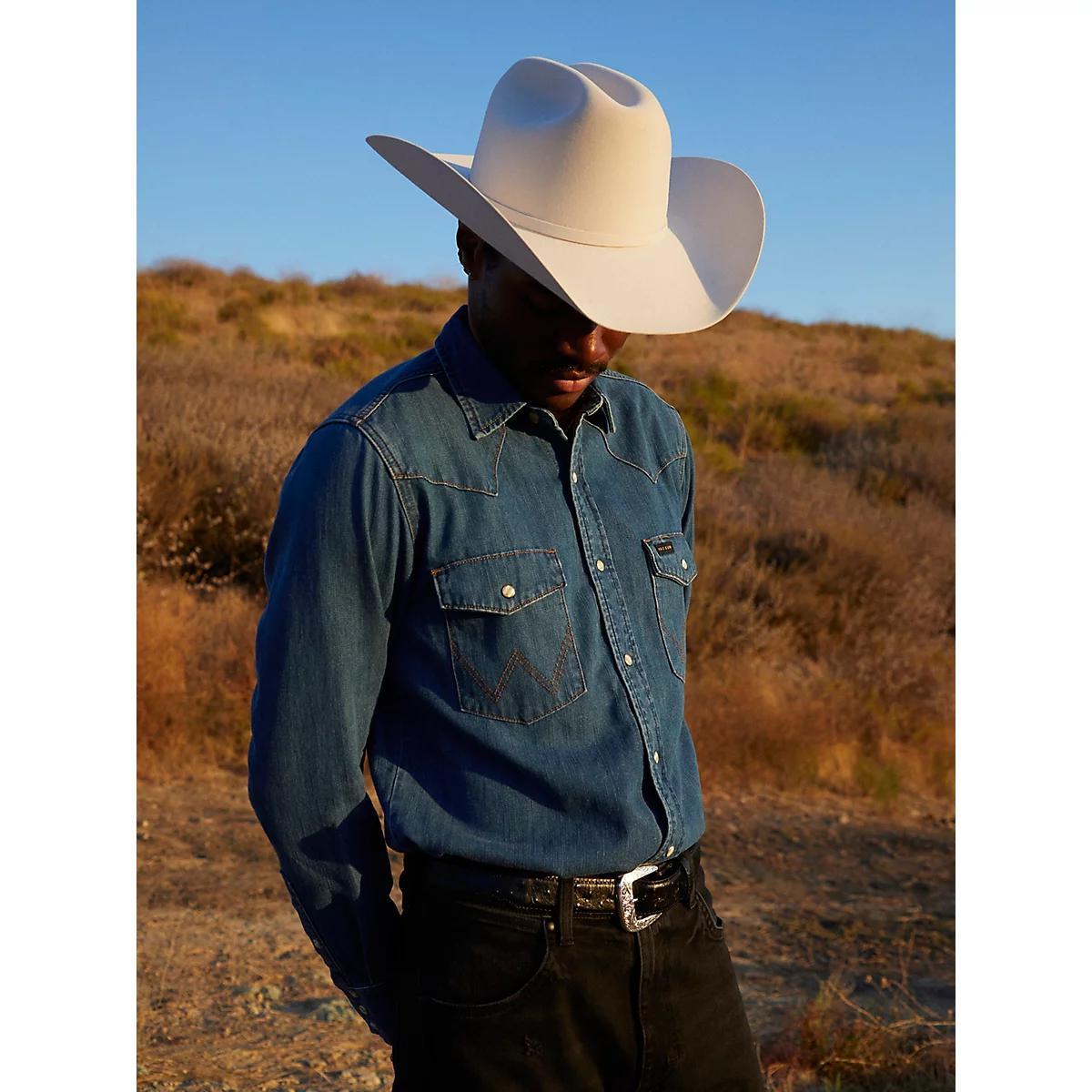 Wrangler® x PacSun Men's Denim Shirt in Cowboy Wash Product Image