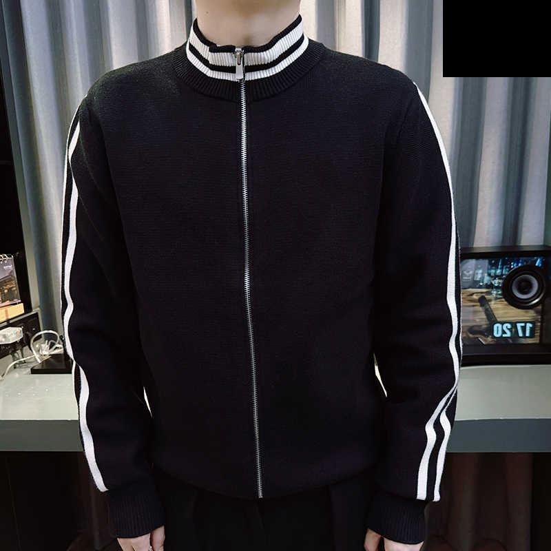 Stand Collar Striped Zip Cardigan Product Image